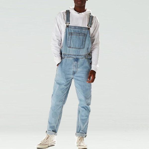 men's jeans multi-pocket bib men high waist streetwear washed cargo denim overalls pants mens hip hop straight work jumpsuits trousers, Blue
men's jeans multi-pocket bib men high waist streetwear washed cargo denim overalls pants mens hip hop straight work jumpsuits trousers, Blue