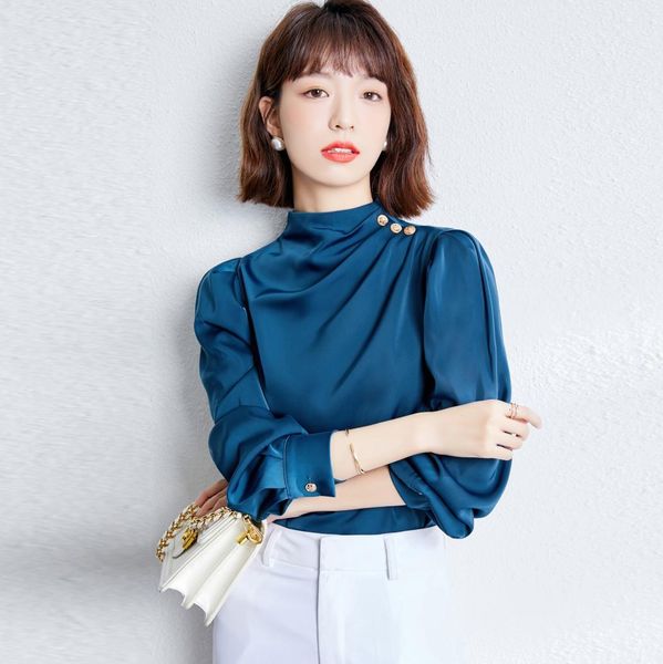 mode chiffon shirt spring 2021 new female long sleeve around the upper casual neck ag4c, Black;gray
mode chiffon shirt spring 2021 new female long sleeve around the upper casual neck ag4c, Black;gray