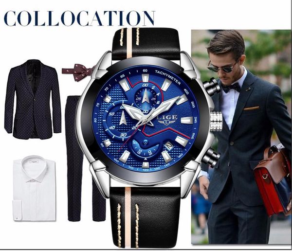 wristwatches luxury dress men business chronograph blue leather strap waterproof sports quartz male clock lige 9869, Slivery;brown
wristwatches luxury dress men business chronograph blue leather strap waterproof sports quartz male clock lige 9869, Slivery;brown