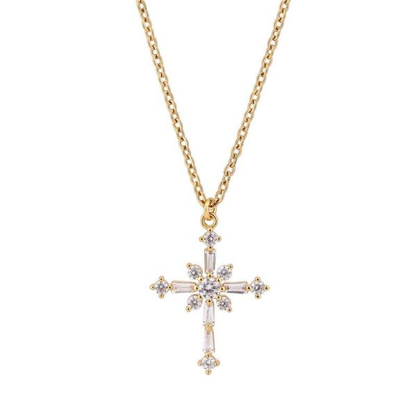 pendant necklaces fashionable copper inlaid zircon necklace with atmospheric cross, Silver
pendant necklaces fashionable copper inlaid zircon necklace with atmospheric cross, Silver