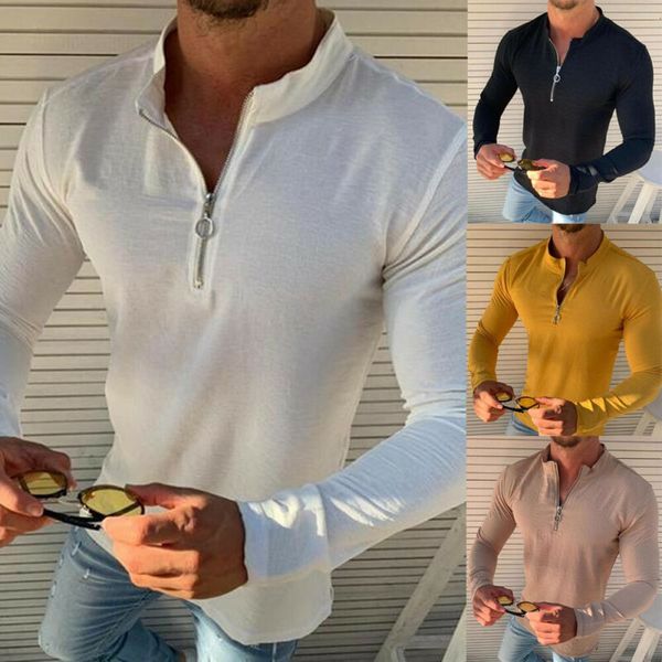 men's t shirt 5 basic colors long sleeve slim t-shirt fashion men pure color tee male autumn clothing zipper t-shirts kg-353, White;black
men's t shirt 5 basic colors long sleeve slim t-shirt fashion men pure color tee male autumn clothing zipper t-shirts kg-353, White;black