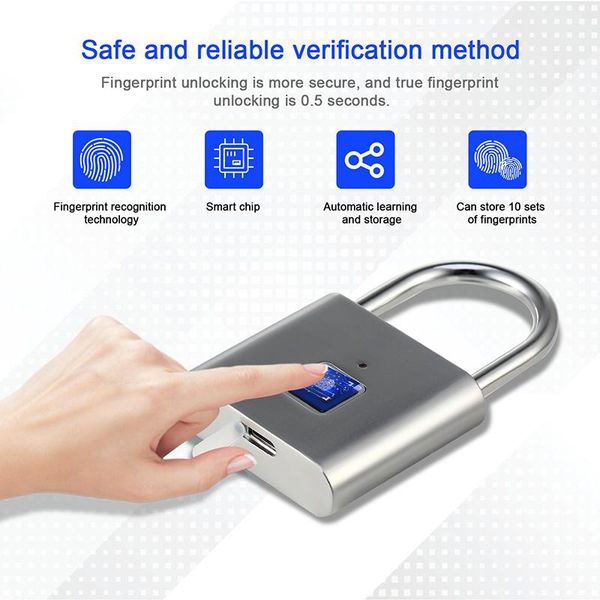fingerprint access control keyless door lock usb rechargeable padlock quick unlock 304 stainless steel waterproof 
fingerprint access control keyless door lock usb rechargeable padlock quick unlock 304 stainless steel waterproof