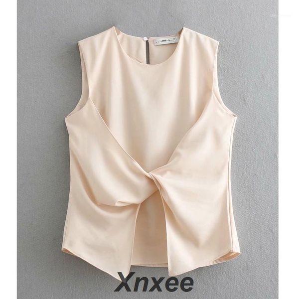 women fashion solid color knotted casual blouse shirts o neck sleeveless chiffon chic chemise xnxee women's blouses, White
women fashion solid color knotted casual blouse shirts o neck sleeveless chiffon chic chemise xnxee women's blouses, White