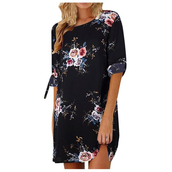 40# summer dress 2021 women floral print beach chiffon dress casual loose mini party boho sundress vestidos plus size, Black;gray 
40# summer dress 2021 women floral print beach chiffon dress casual loose mini party boho sundress vestidos plus size, Black;gray