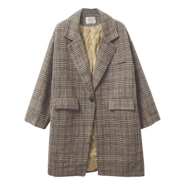 women's wool & blends 2021 autumn and winter korean style loose jacket women plus cotton thick plaid woolen mid length coat c514, Black
women's wool & blends 2021 autumn and winter korean style loose jacket women plus cotton thick plaid woolen mid length coat c514, Black
