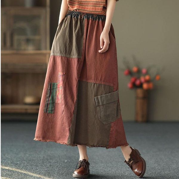 nini wonderland women patchwork denim a-line skirt 2021 spring autumn elastic waist vintage midi skirts lady casual skirt pocket, Black
nini wonderland women patchwork denim a-line skirt 2021 spring autumn elastic waist vintage midi skirts lady casual skirt pocket, Black