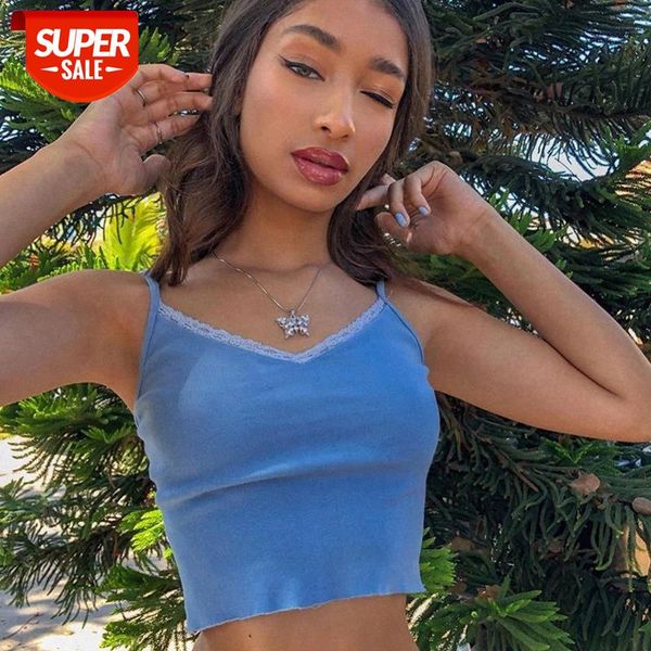 2020 style spaghetti strap v neck with lace cropped summer fashion ribbed solid backless blue cami streetwear #795z, White
2020 style spaghetti strap v neck with lace cropped summer fashion ribbed solid backless blue cami streetwear #795z, White
