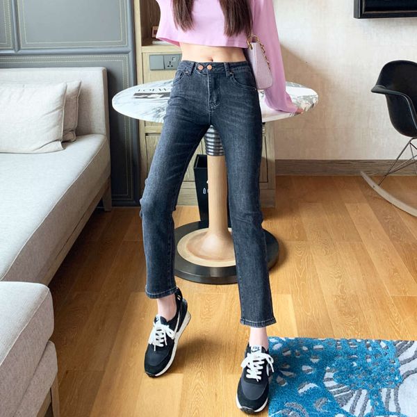 spring and autumn women's dark high waist elastic slim fashion, Blue 
spring and autumn women's dark high waist elastic slim fashion, Blue