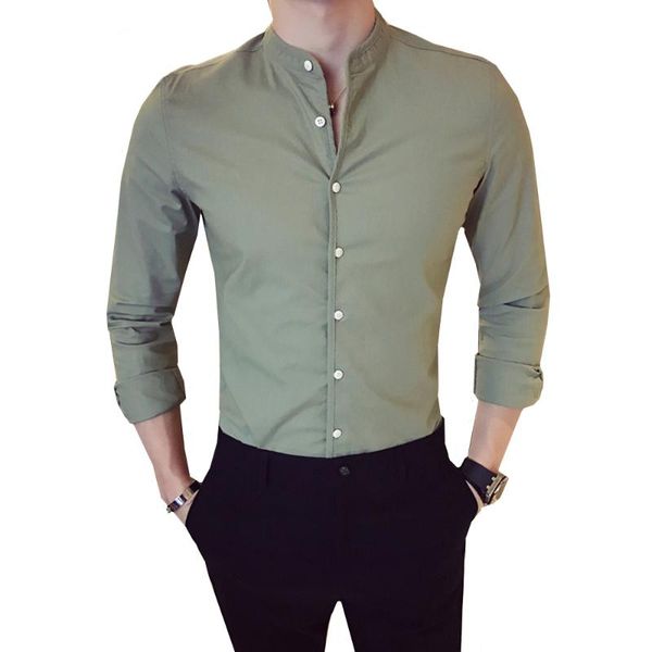 2021 new men's fashion boutique cotton solid color stand collar casual business long sleeve shirts male slim fit leisure blouses, White;black
2021 new men's fashion boutique cotton solid color stand collar casual business long sleeve shirts male slim fit leisure blouses, White;black