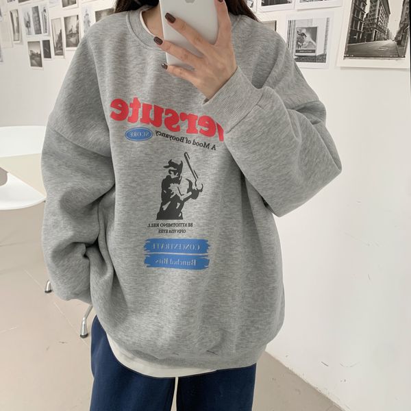 2021 new sweatshirt autumn and winter letter printing loose thick round neck long sleeve hoodie college style 28cn, Black
2021 new sweatshirt autumn and winter letter printing loose thick round neck long sleeve hoodie college style 28cn, Black