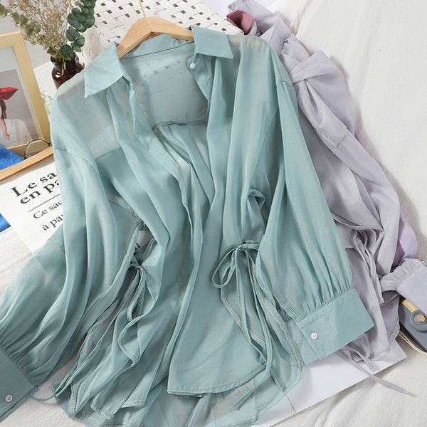 2021 new transparent chiffon blouses summer buttoned up blouse for women cz2u, White
2021 new transparent chiffon blouses summer buttoned up blouse for women cz2u, White