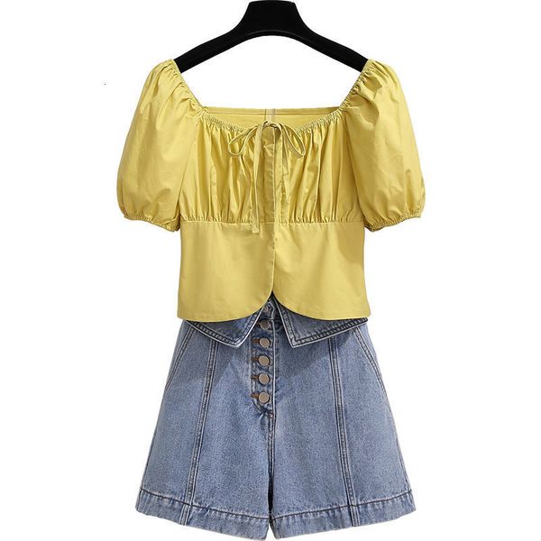 women new 2021 summer 2 piece set female vintage short sleeve shirt + fashion denim shorts sets ladies casual suits a824g0cg, Gray
women new 2021 summer 2 piece set female vintage short sleeve shirt + fashion denim shorts sets ladies casual suits a824g0cg, Gray