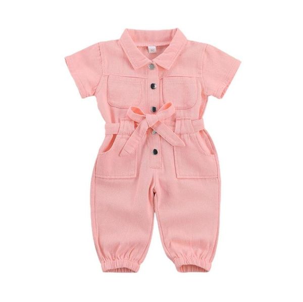 jeans autumn children's romper overalls kids girl solid color short sleeve long pants belted buttons garment jumpsuit with pockets, Blue
jeans autumn children's romper overalls kids girl solid color short sleeve long pants belted buttons garment jumpsuit with pockets, Blue
