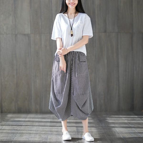 skirts women retro striped summer oversize chic midi skirt elastic waist boho cotton linen saias baggy casual loose lady cool long jupe, Black
skirts women retro striped summer oversize chic midi skirt elastic waist boho cotton linen saias baggy casual loose lady cool long jupe, Black