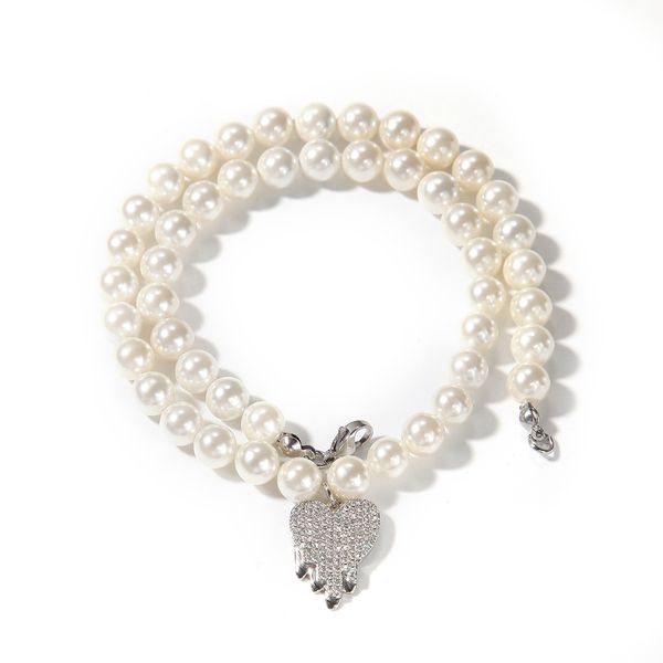 fashion mens pearl chokers necklace womens heart pendant hip hop jewelry beaded chain collar necklaces, Silver
fashion mens pearl chokers necklace womens heart pendant hip hop jewelry beaded chain collar necklaces, Silver