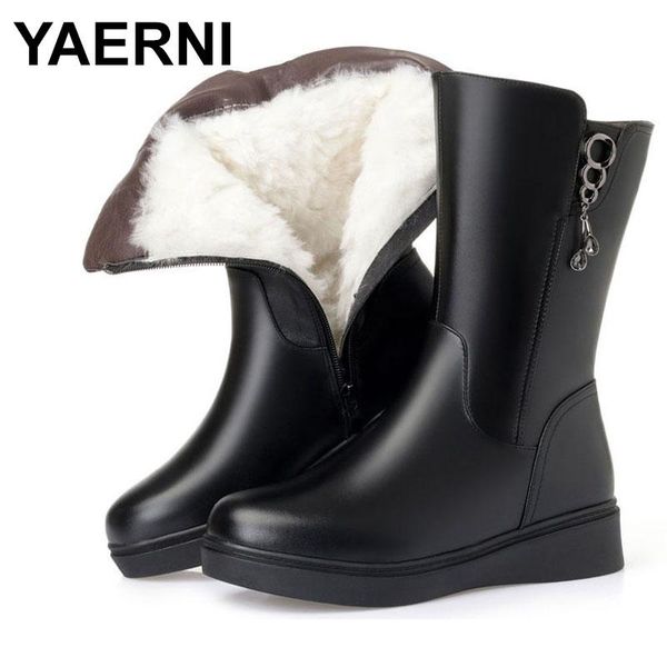 boots yaerni plus size 35-43 women snow winter thick wool warm mid-calf fashion soft leather low wedge cotton, Black
boots yaerni plus size 35-43 women snow winter thick wool warm mid-calf fashion soft leather low wedge cotton, Black