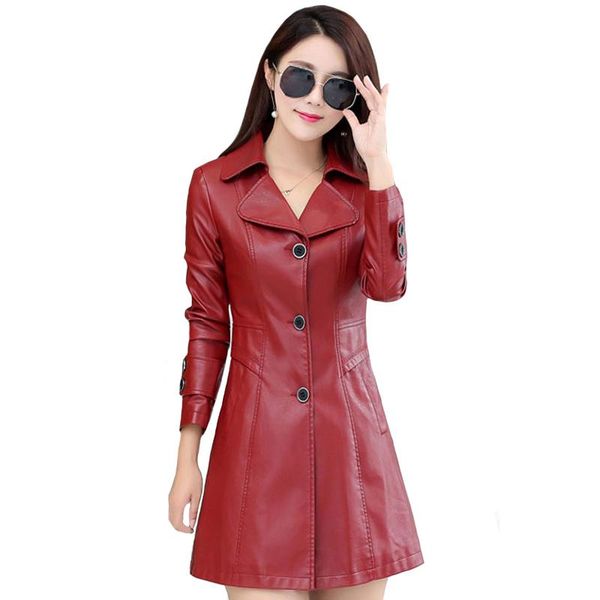 women's leather & faux autumn long pu jacket women winter coat plus size 4xl fashion single breasted windbreaker, Black
women's leather & faux autumn long pu jacket women winter coat plus size 4xl fashion single breasted windbreaker, Black