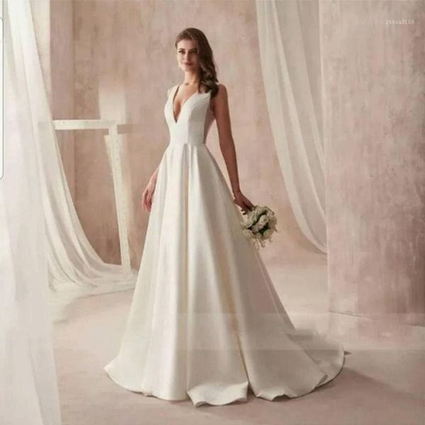 other wedding dresses simple a-line boho beach v-neck sleeveless with pockets bridal gown vintage princess party dress1, White
other wedding dresses simple a-line boho beach v-neck sleeveless with pockets bridal gown vintage princess party dress1, White