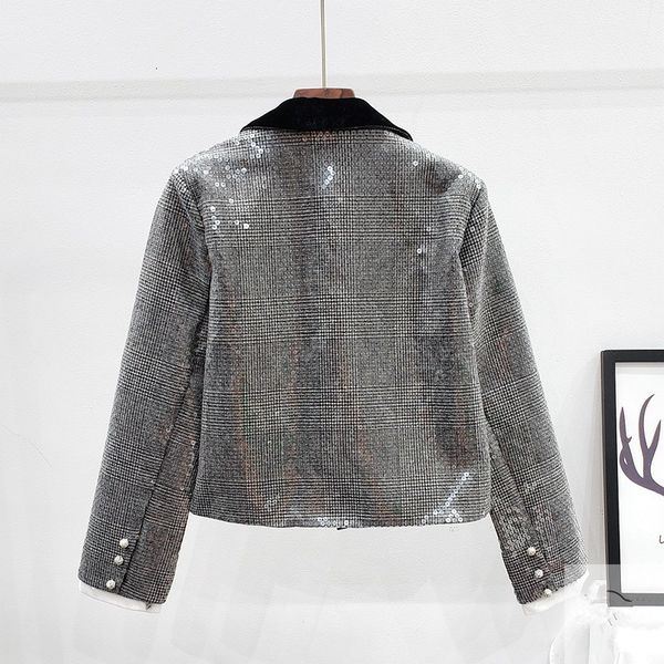 fashion plaid gray sequins women streetwear chaquetas mujer loose rhinestone buttons long sleeve short jacket coat female xiqb, Black;brown
fashion plaid gray sequins women streetwear chaquetas mujer loose rhinestone buttons long sleeve short jacket coat female xiqb, Black;brown