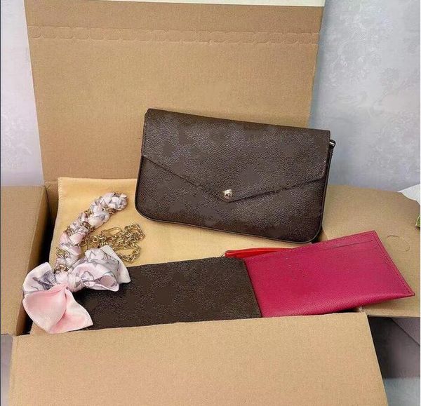 3-piece set luxurys wallet luxury designer card holder handbags chain shoulder bag designers crossbody style women handbag and purse m61276, Brown;gray
3-piece set luxurys wallet luxury designer card holder handbags chain shoulder bag designers crossbody style women handbag and purse m61276, Brown;gray