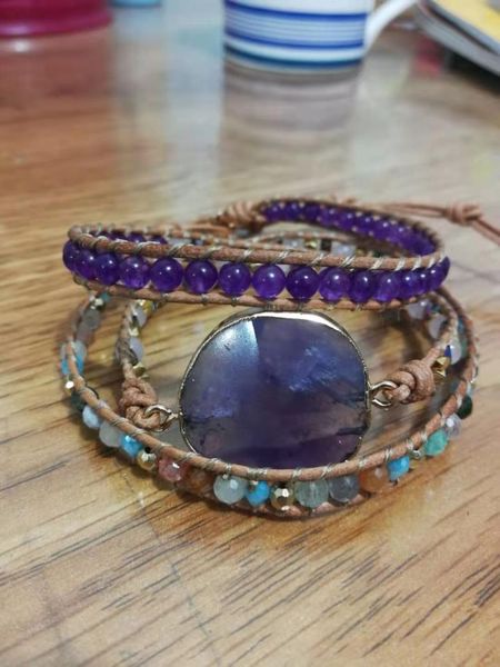 tennis leather wrap bracelets w/ natural stone amethysts crystals beaded triple statement art bracelet bohemian jewelry gifts, Golden;silver
tennis leather wrap bracelets w/ natural stone amethysts crystals beaded triple statement art bracelet bohemian jewelry gifts, Golden;silver