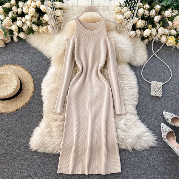 design off shoulder knitted dress women elastic long sleeve solid streetwear dress fashion korean warm sweater dresses, White;black
design off shoulder knitted dress women elastic long sleeve solid streetwear dress fashion korean warm sweater dresses, White;black
