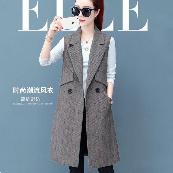 women's vests 2021 women spring elegant blazer female plaid button sleeveless plus size waistcoat ladies casual long vest i913, Black;white
women's vests 2021 women spring elegant blazer female plaid button sleeveless plus size waistcoat ladies casual long vest i913, Black;white