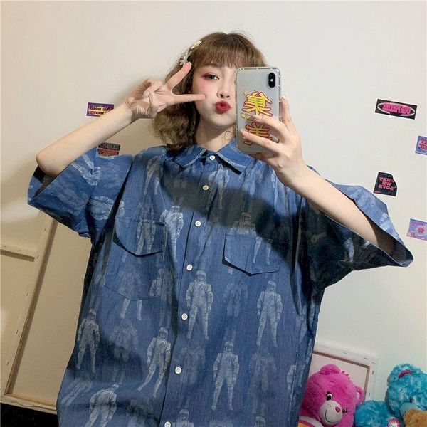 men's casual shirts vintage short sleeve blouse astronaut print shirt spring autumn blue loose korean streetwear harajuku youth female, White;black
men's casual shirts vintage short sleeve blouse astronaut print shirt spring autumn blue loose korean streetwear harajuku youth female, White;black