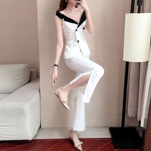 two piece dress women clothes pants two-piece suit goddess fan fashion summer temperament ladies wide leg, White
two piece dress women clothes pants two-piece suit goddess fan fashion summer temperament ladies wide leg, White