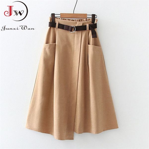 women casual skirts spring and autumn solid high waist irregular pockets midi fashion simple elegant saia faldas 210629, Black
women casual skirts spring and autumn solid high waist irregular pockets midi fashion simple elegant saia faldas 210629, Black