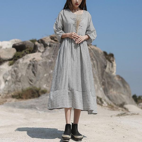 casual dresses johnature women stripe o-neck three quarter sleeve pocket clothes 2021 summer cotton patchwork vintage dress, Black;gray
casual dresses johnature women stripe o-neck three quarter sleeve pocket clothes 2021 summer cotton patchwork vintage dress, Black;gray