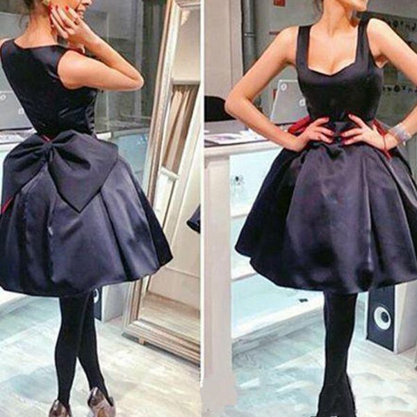 party dresses 2021 little black satin short homecoming with big bow zipper back graduation gowns dress vestidos de fiesta, White;black
party dresses 2021 little black satin short homecoming with big bow zipper back graduation gowns dress vestidos de fiesta, White;black