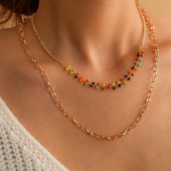 chains bohemian colorful bead necklace for women charm choker jewelry collar gold alloy metal chain 2021, Silver
chains bohemian colorful bead necklace for women charm choker jewelry collar gold alloy metal chain 2021, Silver