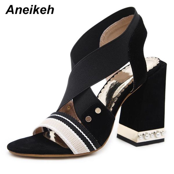 sandals aneikeh 2021summer shoes stretch fabric lady square heel open party sewing elastic band back strap classics mixed colors, Black
sandals aneikeh 2021summer shoes stretch fabric lady square heel open party sewing elastic band back strap classics mixed colors, Black