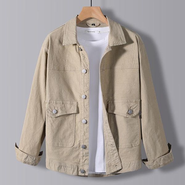men's jackets classic men cargo jacket beige gray black trend personality casual spring autumn corduroy lapel coat, Black;brown 
men's jackets classic men cargo jacket beige gray black trend personality casual spring autumn corduroy lapel coat, Black;brown