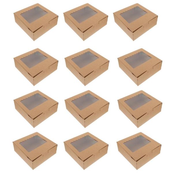 gift wrap 1 set 12pcs kraft paper cake boxes dessert muffin packing with window