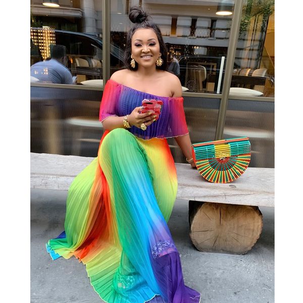 2021 african dress ladies off shoulder pleated rainbow color maxi dress beach celebrity party costume foulard africain 2106, Black;red
2021 african dress ladies off shoulder pleated rainbow color maxi dress beach celebrity party costume foulard africain 2106, Black;red