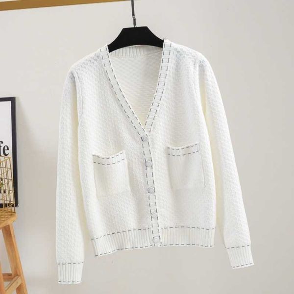 arrival summer sweater cardigan knitted jacket loose luxury women's all-match short outfit 210529, White;black
arrival summer sweater cardigan knitted jacket loose luxury women's all-match short outfit 210529, White;black