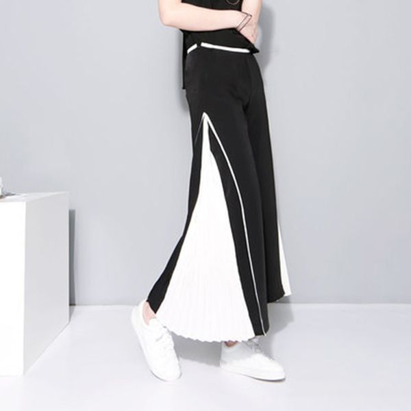patchwork wide leg pants female chiffon high waist split pleated long trousers summer fashion women new clothing, Black;white
patchwork wide leg pants female chiffon high waist split pleated long trousers summer fashion women new clothing, Black;white