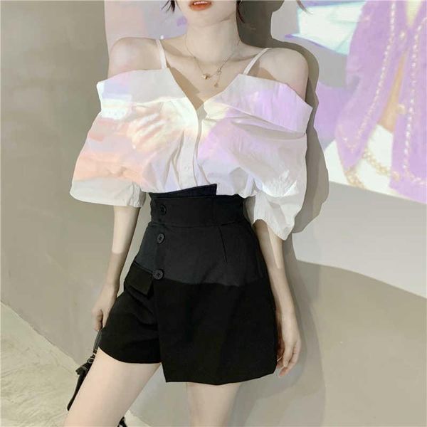 women's blouses & shirts white shirt design niche one shoulder short sleeve 2021 summer hong kong style fashion
women's blouses & shirts white shirt design niche one shoulder short sleeve 2021 summer hong kong style fashion