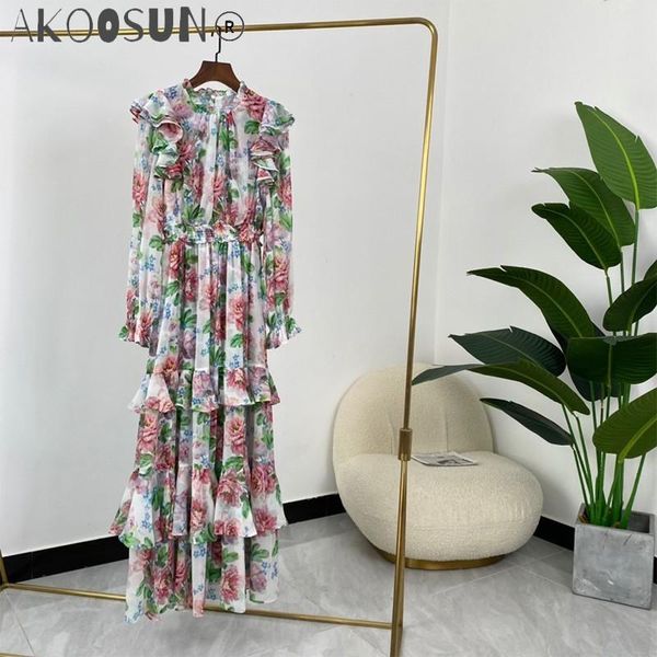 casual dresses 2021 spring pink rose blossom layers ruffles print long sleeve elegant, Black;gray
casual dresses 2021 spring pink rose blossom layers ruffles print long sleeve elegant, Black;gray