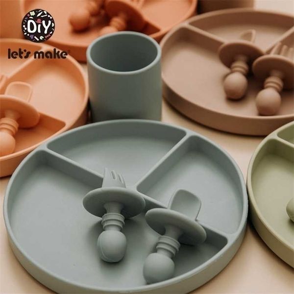 let's make 3pc/set silicone plate fork spoon baby tableware food grade a suction tray anti-slip children products dinner 211021
let's make 3pc/set silicone plate fork spoon baby tableware food grade a suction tray anti-slip children products dinner 211021