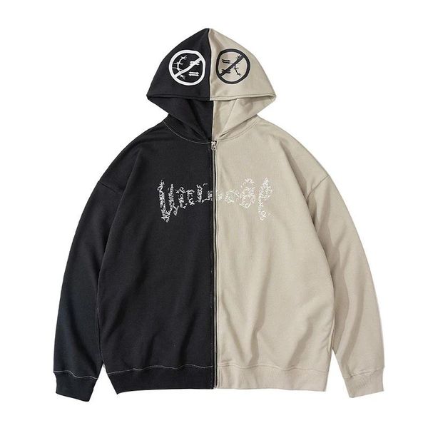 men's hoodies & sweatshirts patchwork retro ceketler streetwear hip hop renk blok tam fermuar oversized mont erkek harajuku punk rock g, Black
men's hoodies & sweatshirts patchwork retro ceketler streetwear hip hop renk blok tam fermuar oversized mont erkek harajuku punk rock g, Black