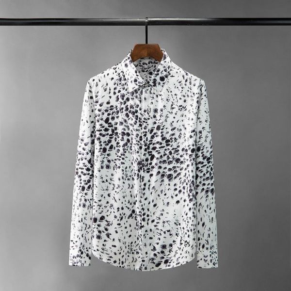 men's casual shirts cotton long sleeve mens leopard printed dress fashion slim fit party male, White;black
men's casual shirts cotton long sleeve mens leopard printed dress fashion slim fit party male, White;black