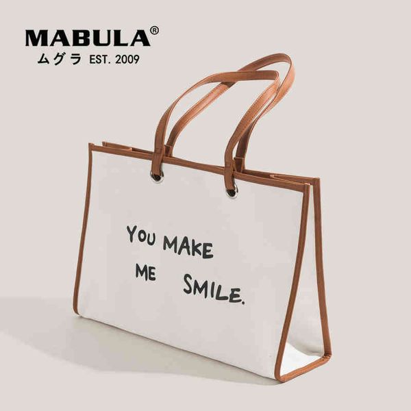 shopping bags mabula you make me smile big capacity handle shopper with leather eco canvas handbags for summer beach travel 220303
shopping bags mabula you make me smile big capacity handle shopper with leather eco canvas handbags for summer beach travel 220303
