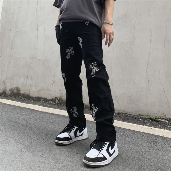 crosin high street drill cross jeans straight tube wide leg men's trend casual long women's trendy floor pants, White;black
crosin high street drill cross jeans straight tube wide leg men's trend casual long women's trendy floor pants, White;black