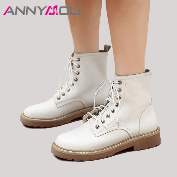 boots annymoli low heel motorcycle women lace up female ankle natural real leather punk genuine shoes white, Black
boots annymoli low heel motorcycle women lace up female ankle natural real leather punk genuine shoes white, Black