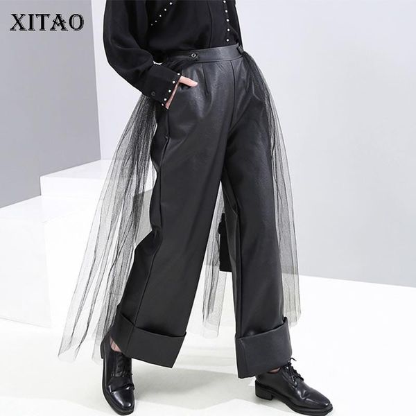 women's pants & capris xitao high waist patchwork pu mesh personality women clothes 2021 fashion loose elastic wide leg gcc2708, Black;white
women's pants & capris xitao high waist patchwork pu mesh personality women clothes 2021 fashion loose elastic wide leg gcc2708, Black;white