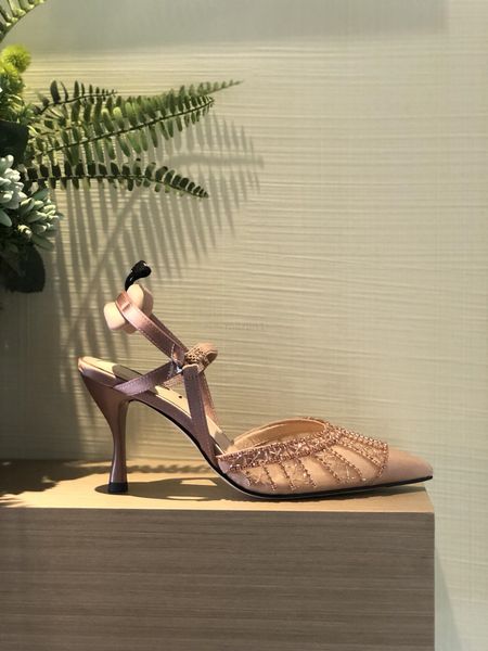 fashion luxury 2021 high heel sandals designer ladies party wedding shoes dress pointed toe 35-42 size plus frame, Black