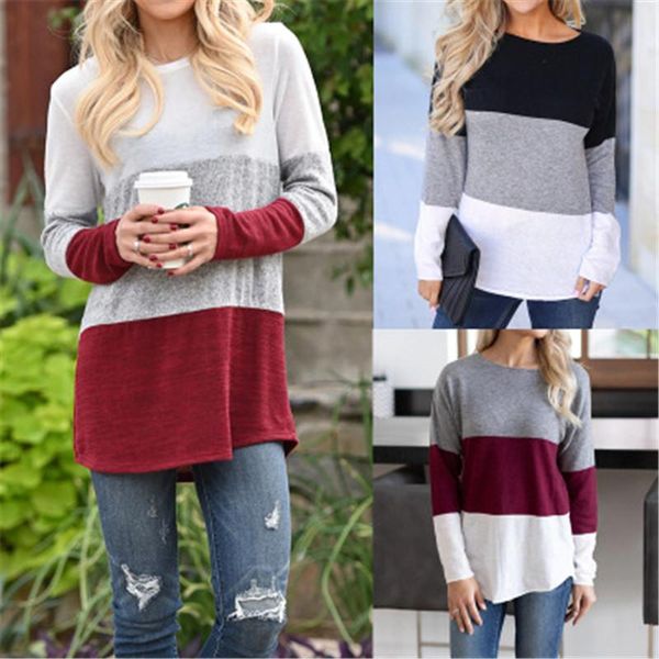 womens casual panelled t-shirt fashion trend three-color contrast round neck long sleeve tees designer new female loose clothes t-shirt, White
womens casual panelled t-shirt fashion trend three-color contrast round neck long sleeve tees designer new female loose clothes t-shirt, White